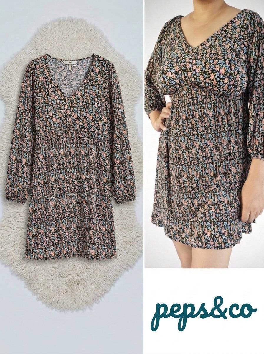 Robe Fleurie Noire – Style Élégant et Féminin  de la marque pep & Co taille S