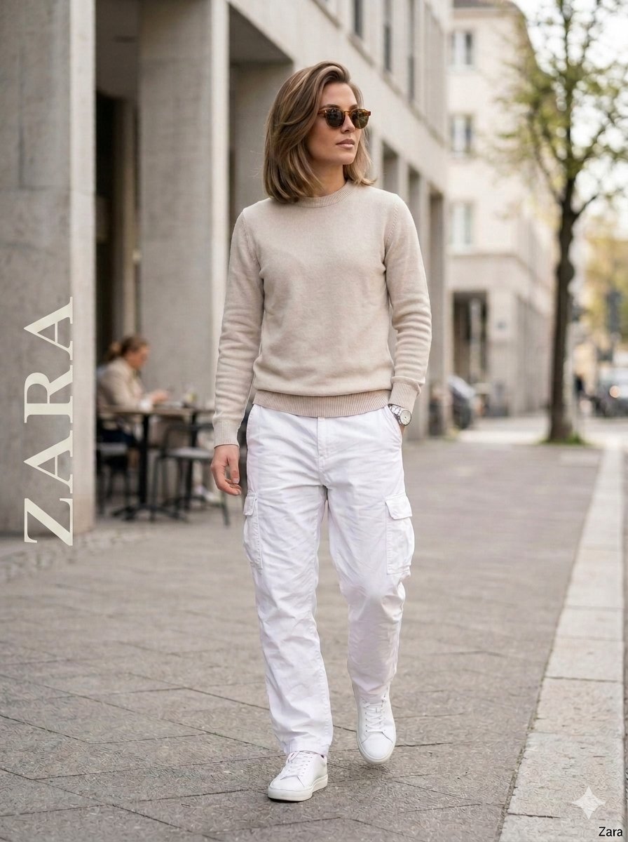 Pantalon Zara cargo blanc taille 42