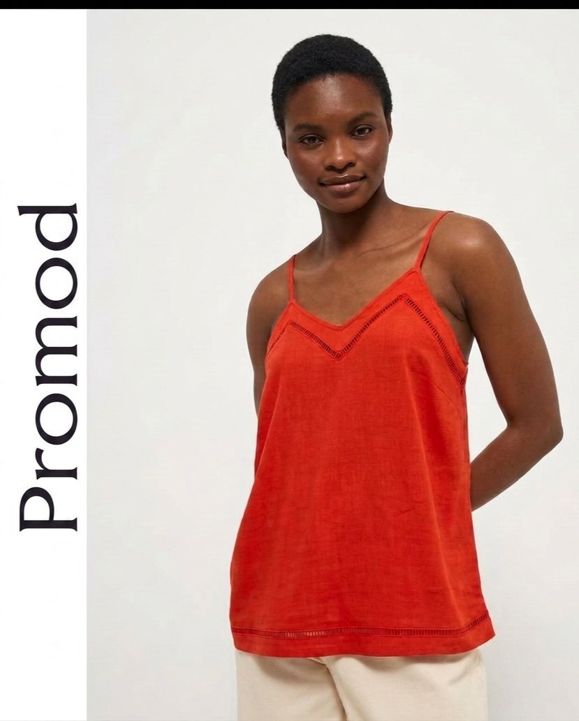 Top  XL à bretelles promod orange mandarine en viscose 