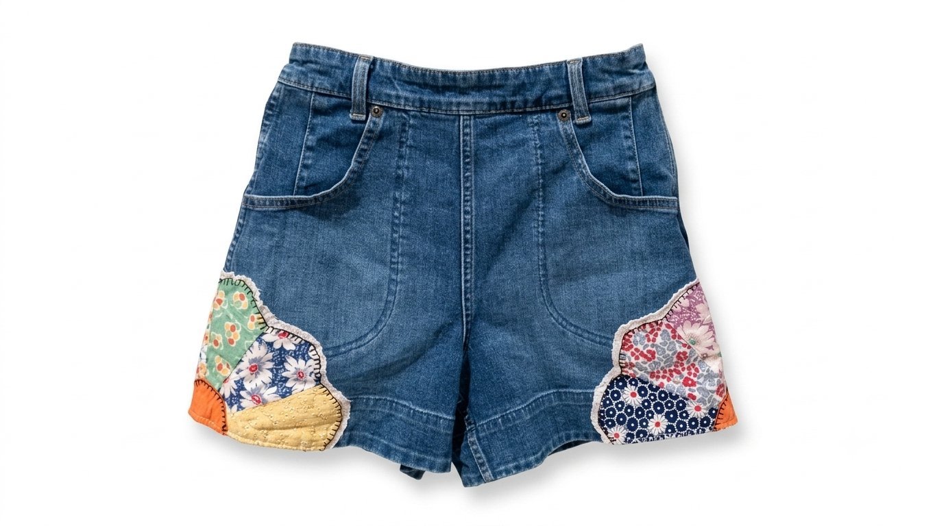 Short en Jean Lee Style Vintage Patchwork – Taille 25