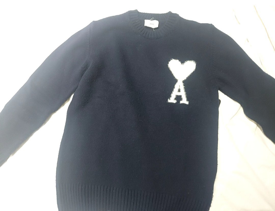 Pull en maille ami bleu marine