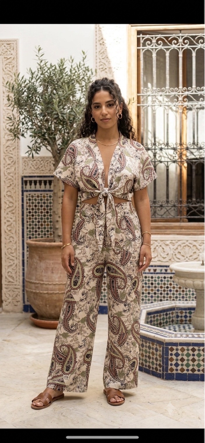 Ensemble 2 pièces fluide motif ornemental / baroque - Made in Italy