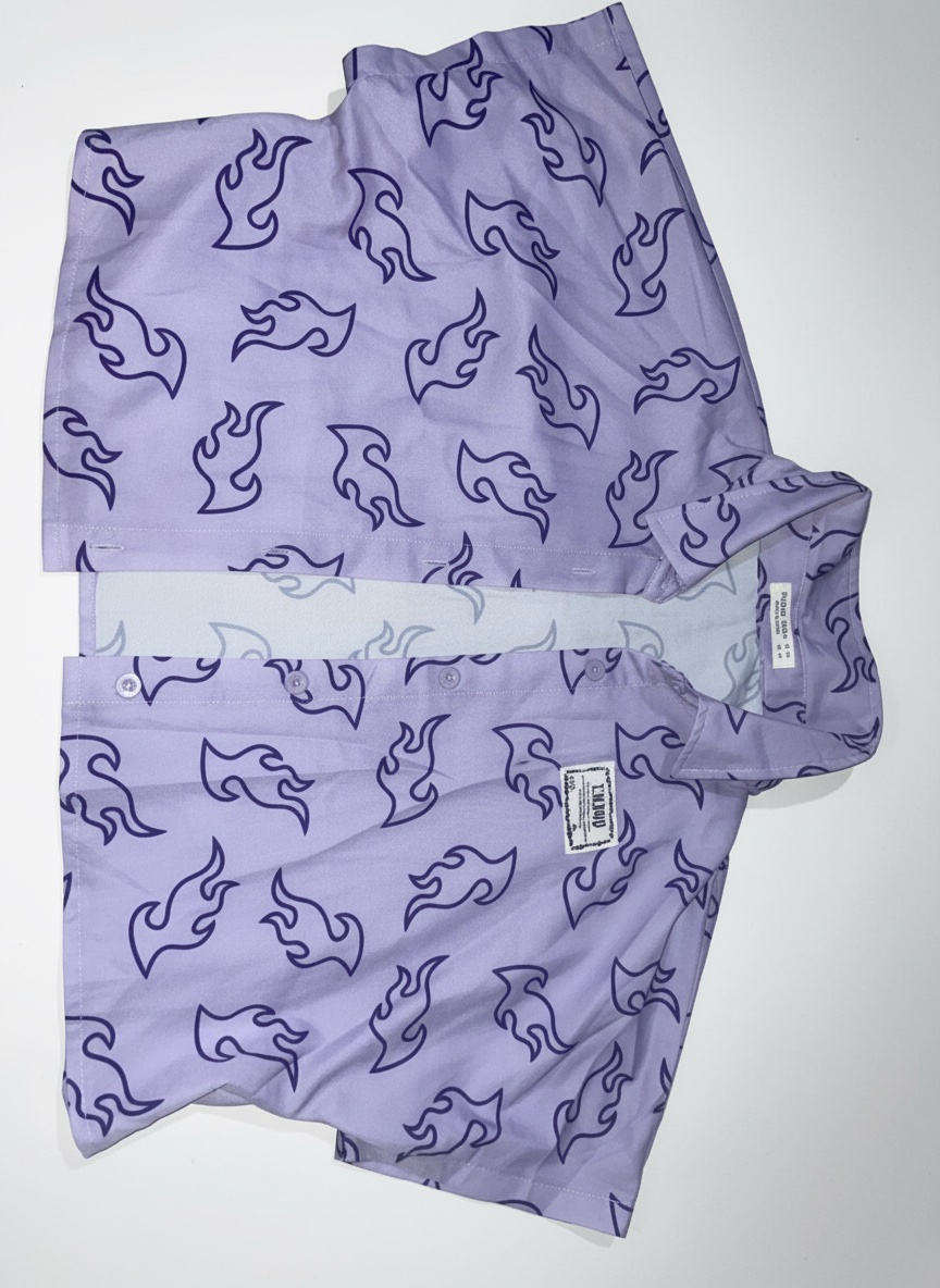 Chemise violette à motifs flammes SHEIN