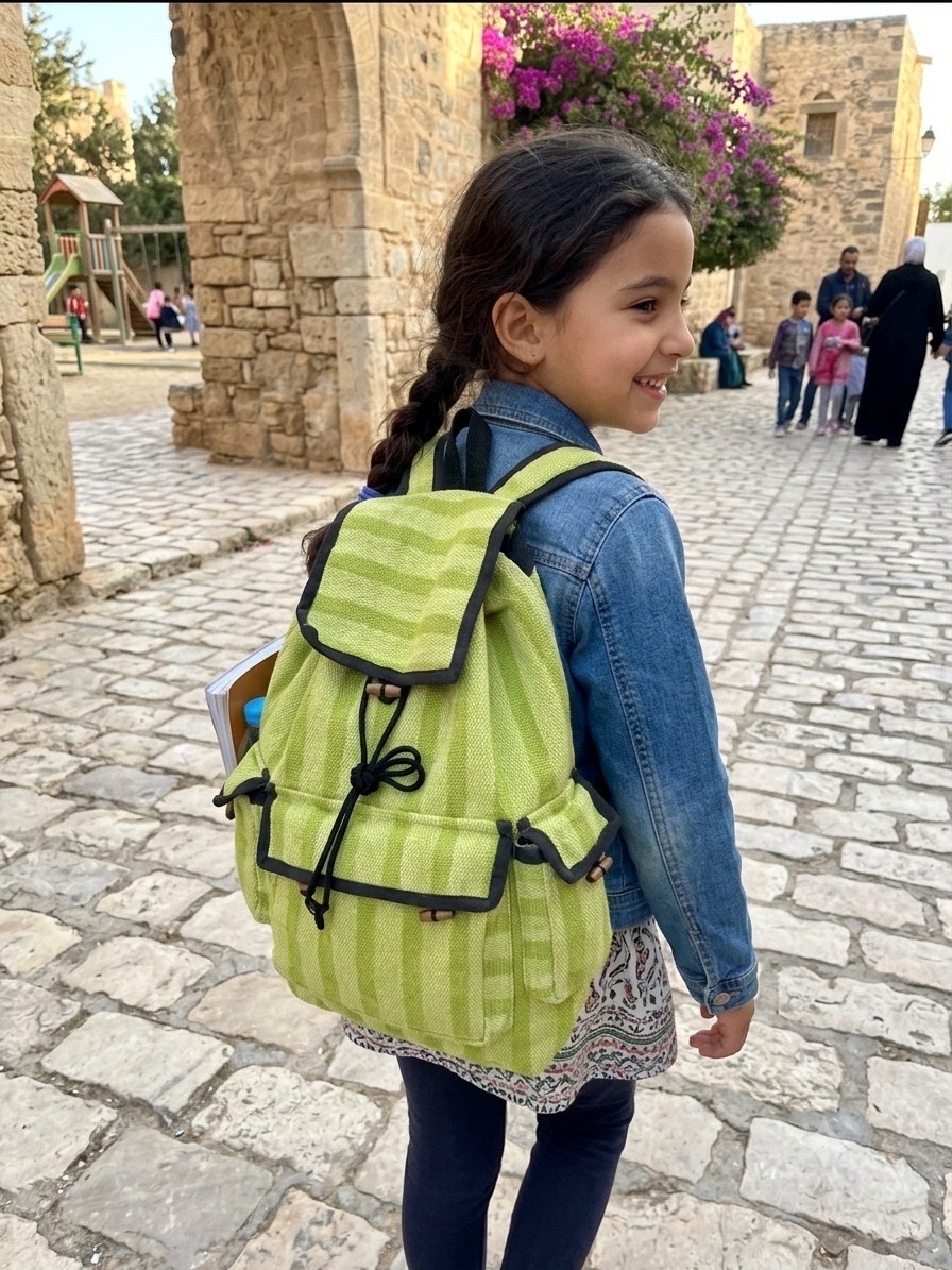 Sac à Dos Artisanal Vert Rayé🎒💚