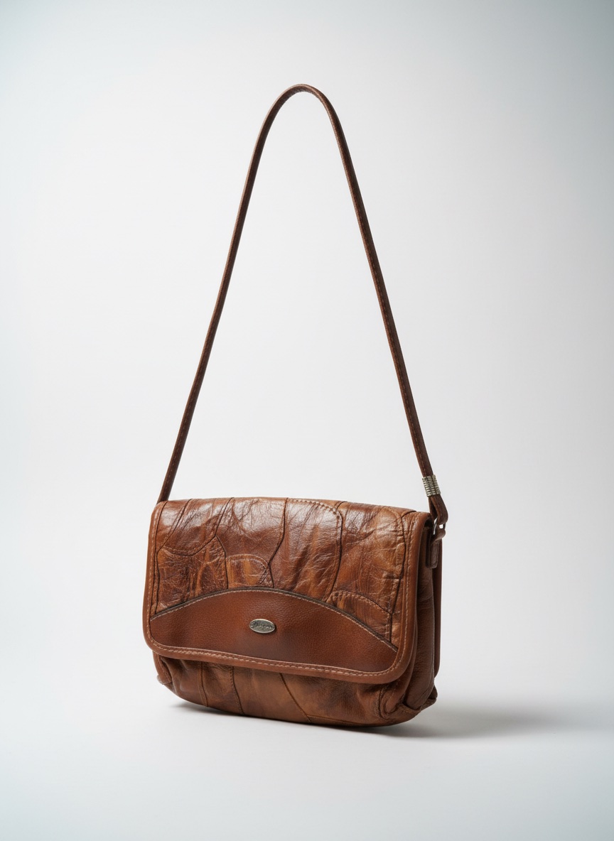Petit sac bandoulière marron effet cuir