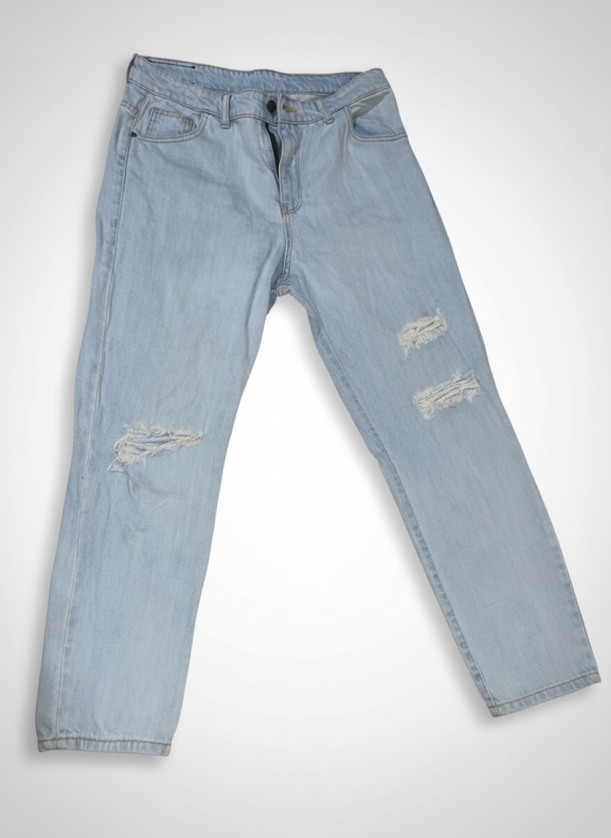 Jean mom bleu clair destroy
