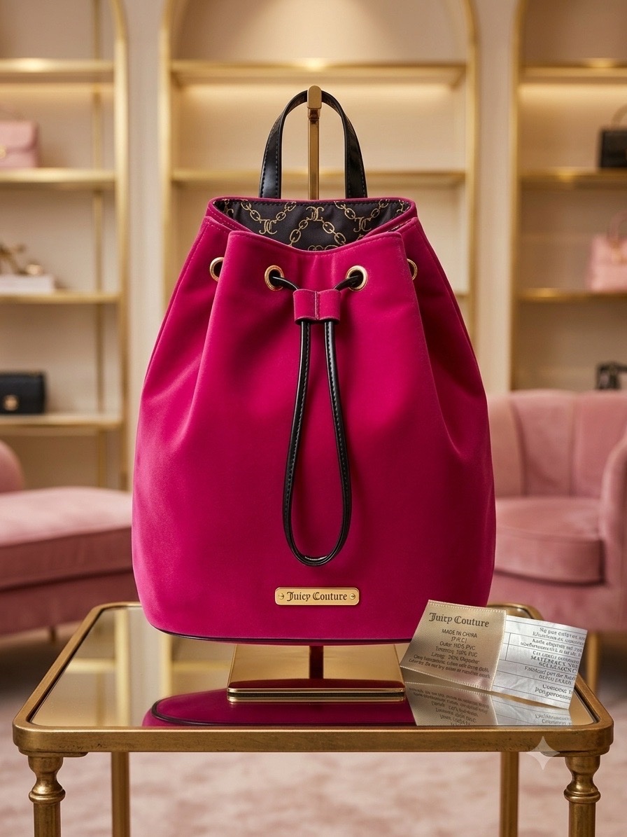 🩷🎀Sac à dos Juicy Couture - Rose Fuchsia et Noir style "Bucket Bag"🩷🎀