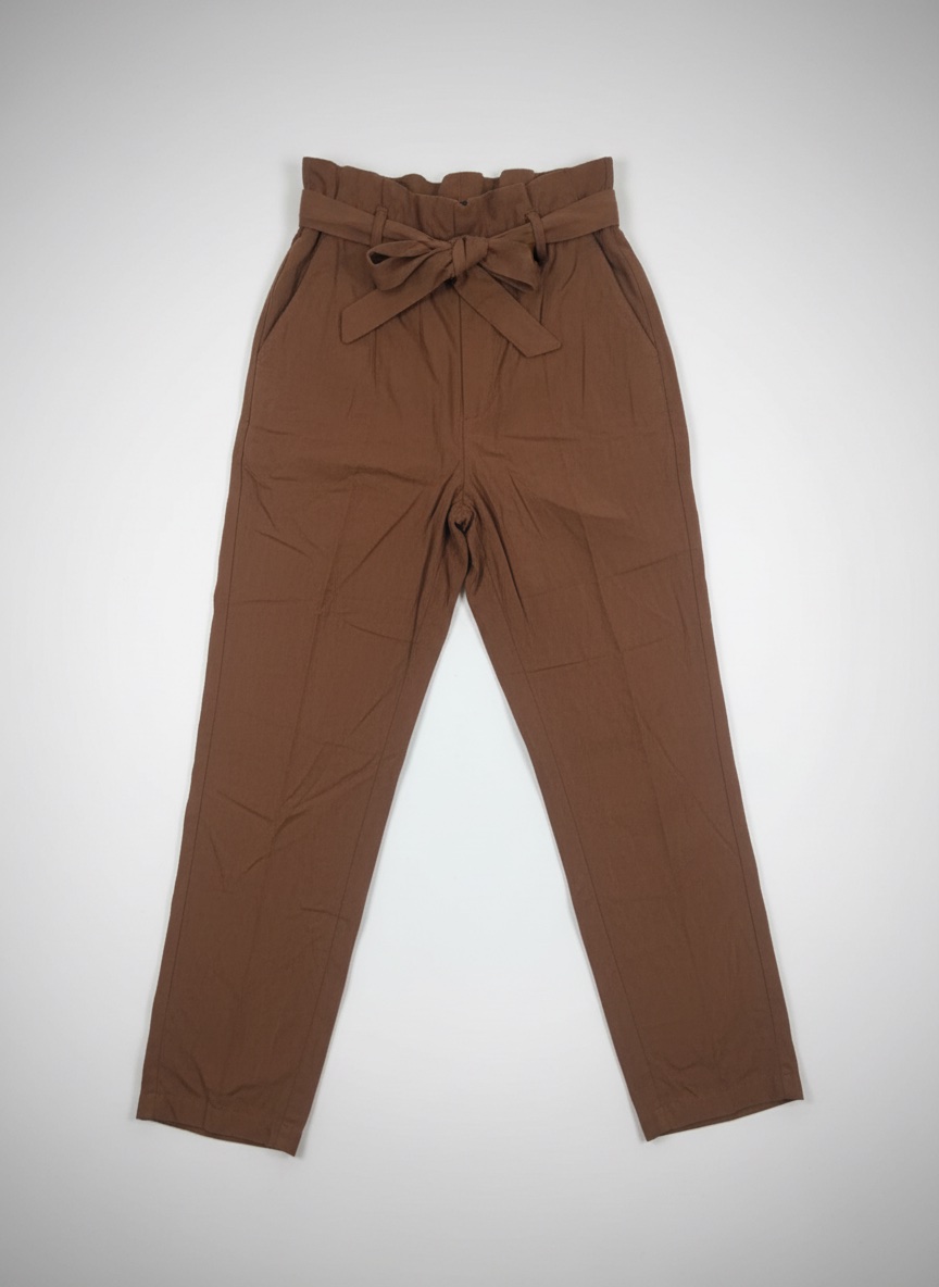 Pantalon Paperbag Marron Caramel Tendance