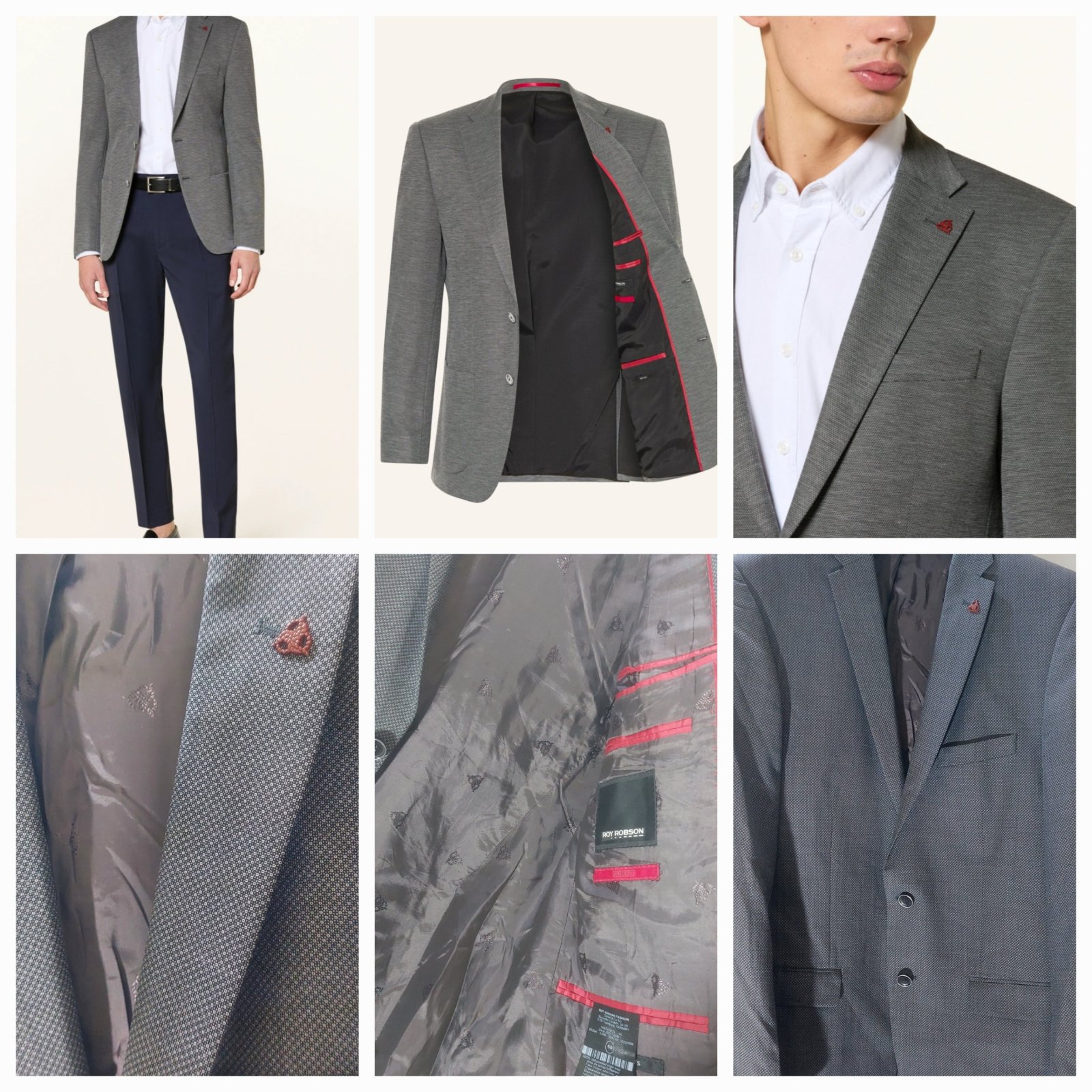 🔥Veste de costume Roy Robson grise chinée en coupe Slim Fit🔥 