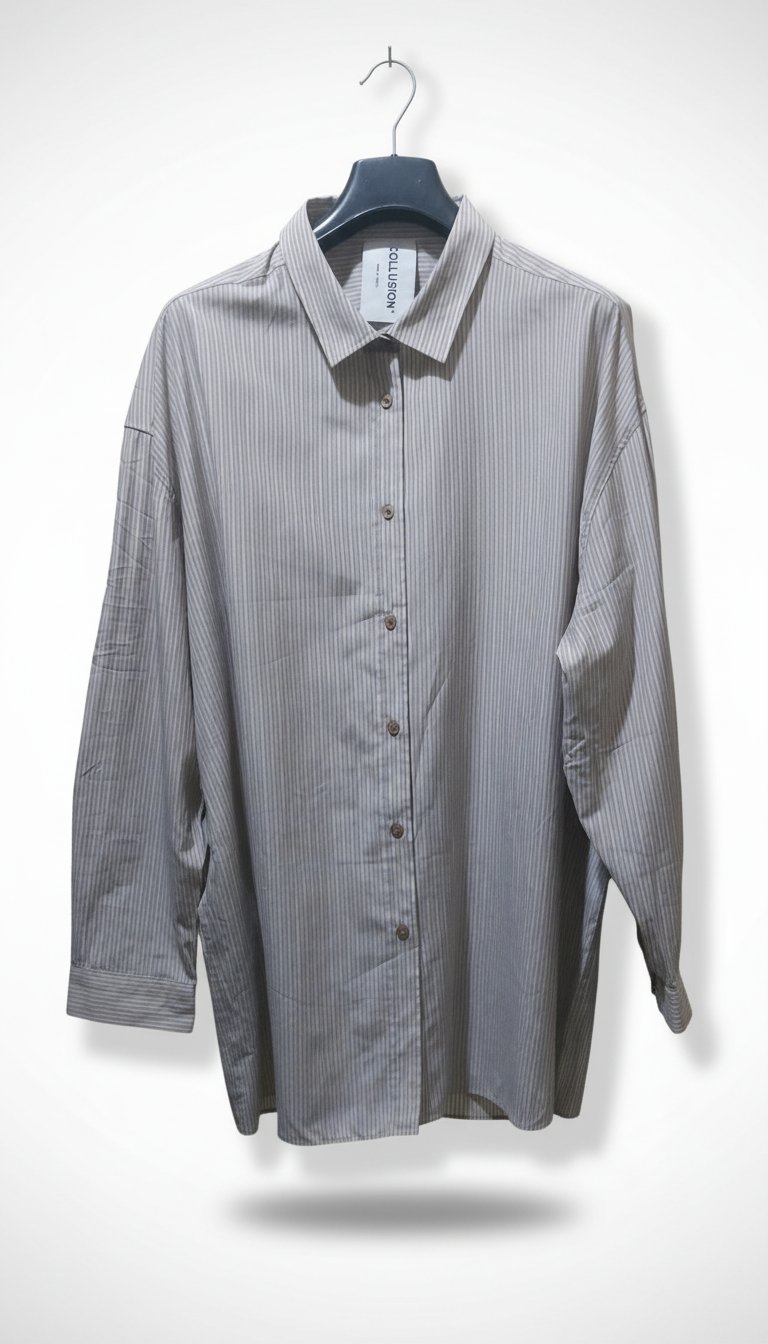Chemise femme COLLUSION rayée grise, coupe Oversized, 