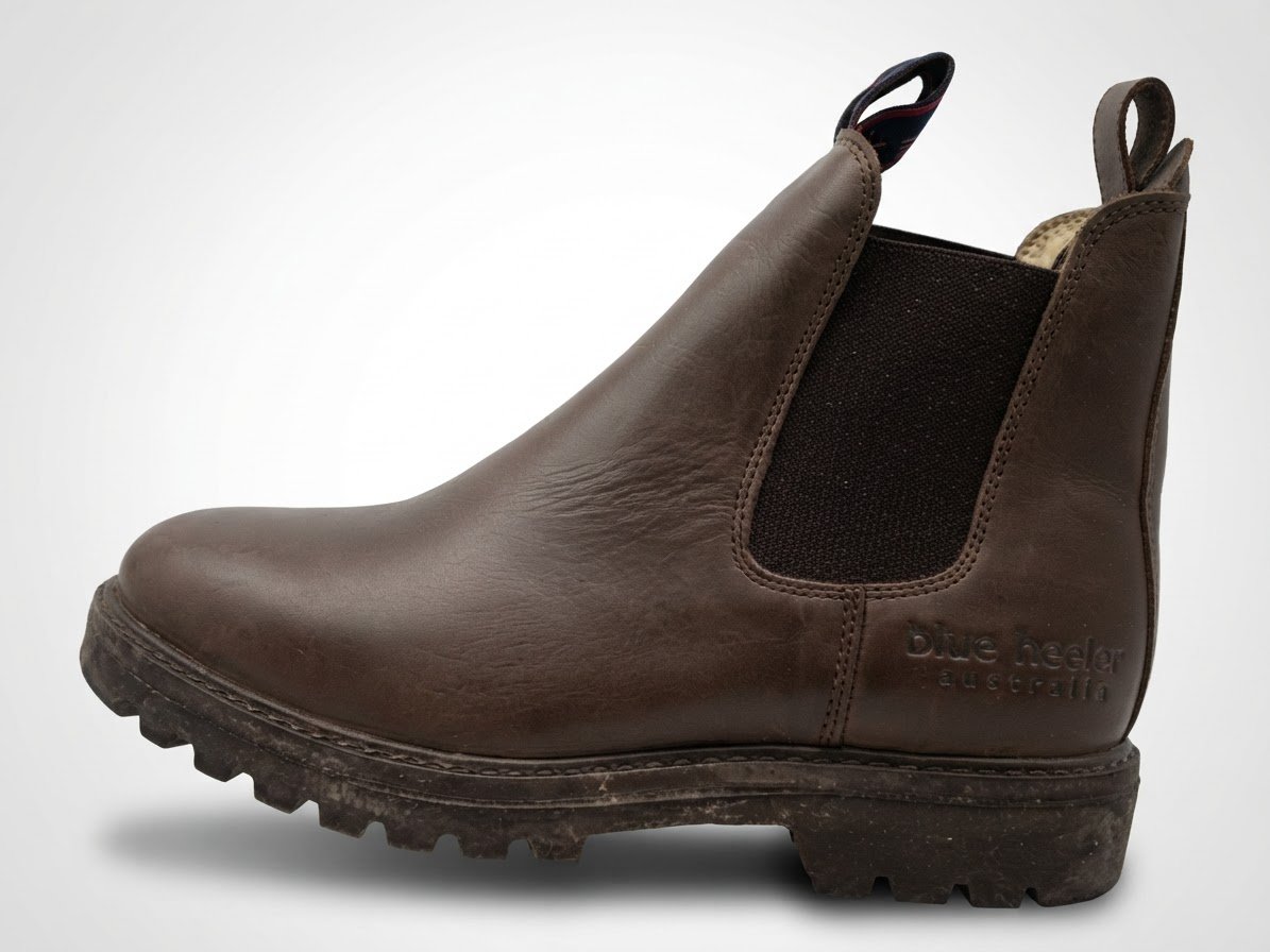 Bottines Chelsea en cuir véritable marron de la marque Blue Heeler Australia.