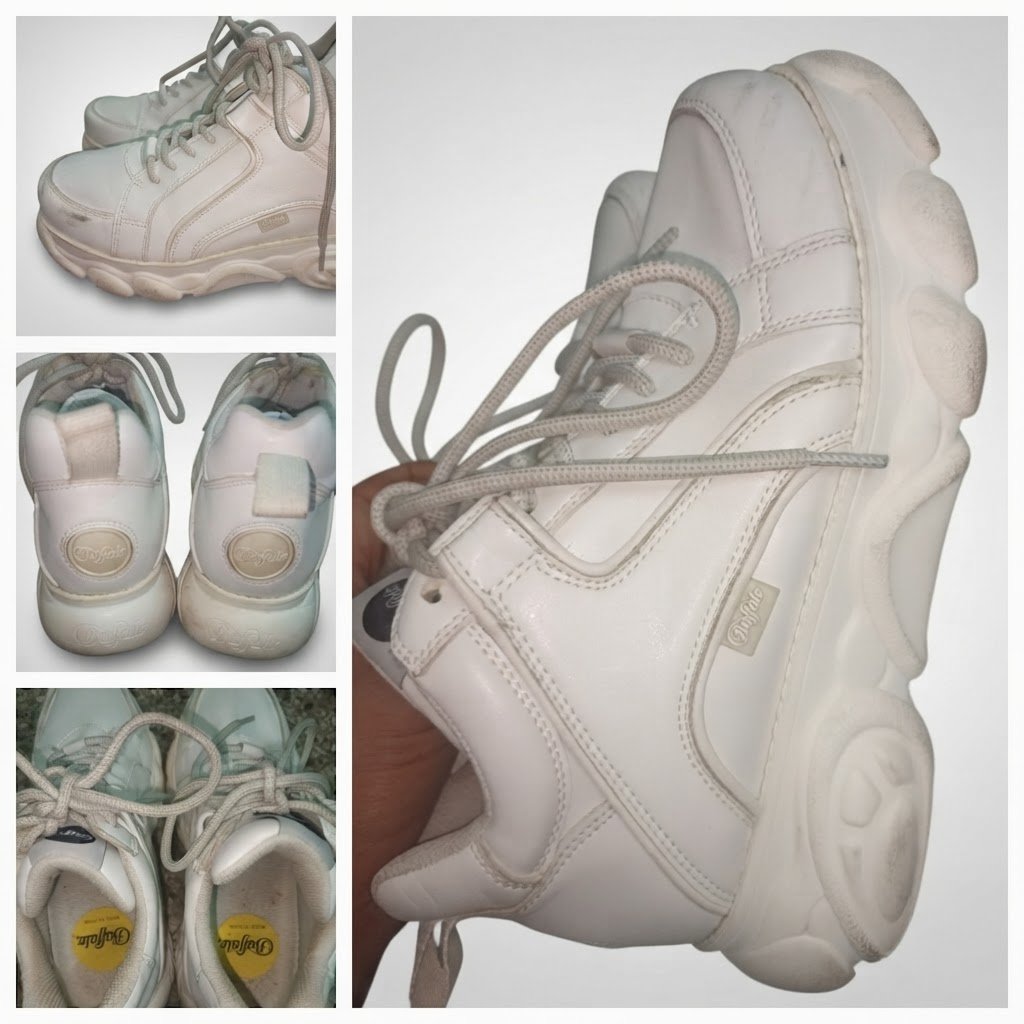 Baskets à plateforme imposante (Chunky Sneakers) blanches de la marque mondialement connue Buffalo.