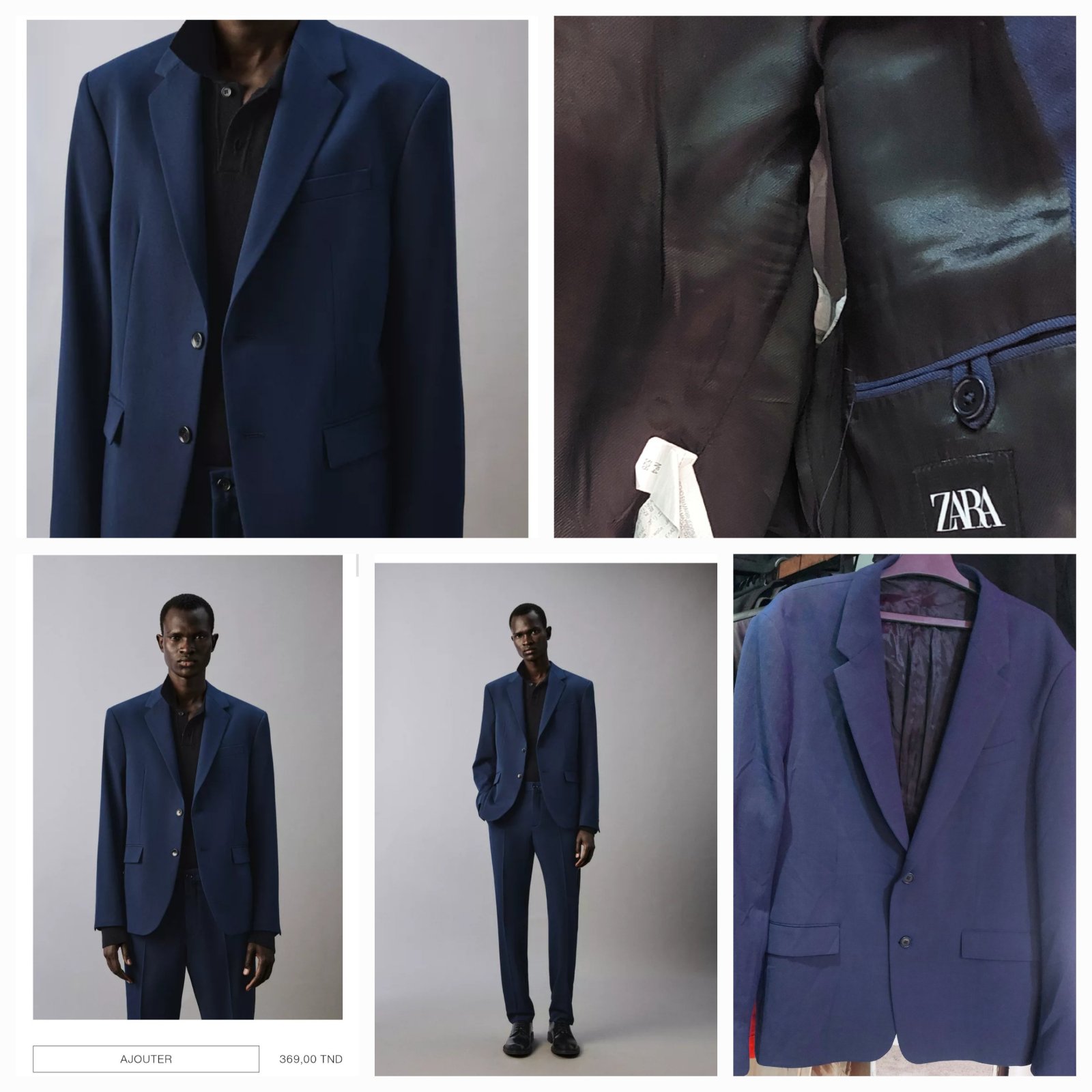 Veste de costume Zara en bleu marine