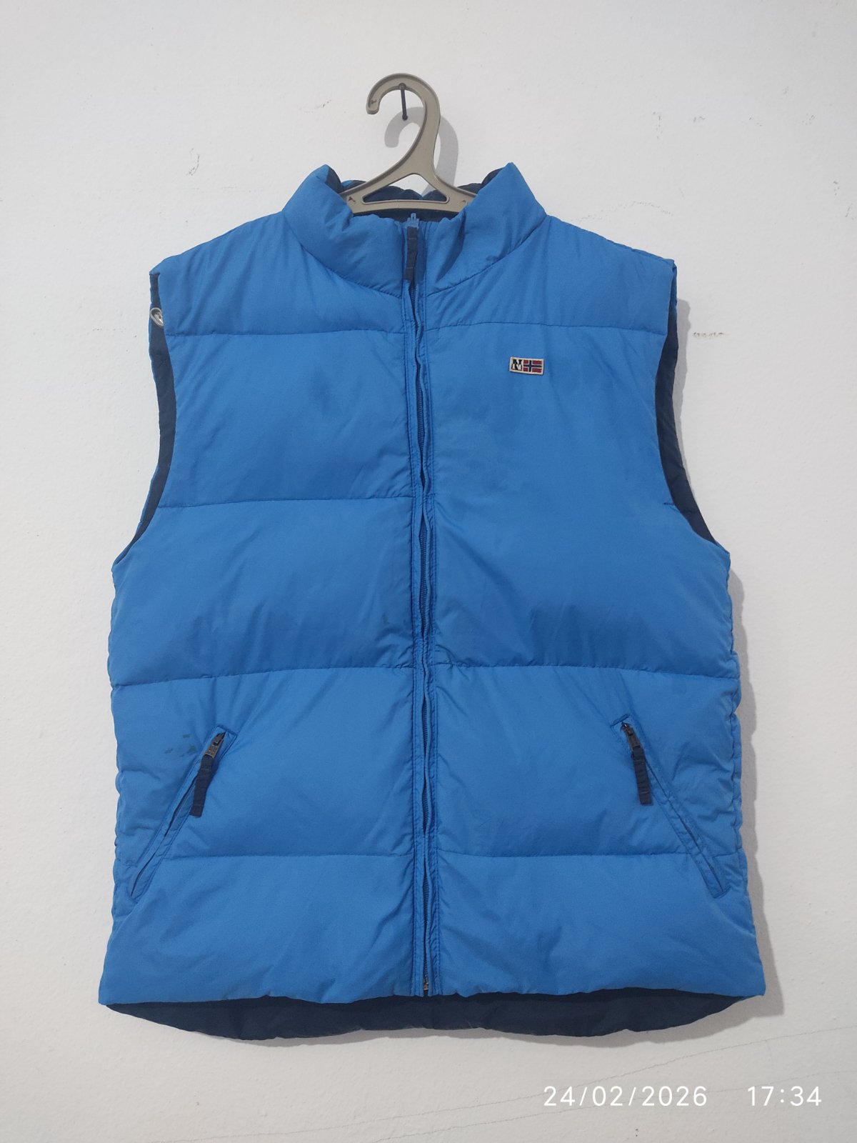 Doudoune homme double face (bleu marine et bleu ciel vif) taille M 