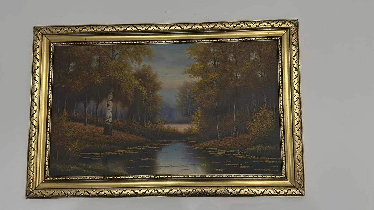 Magnifique tableau antique avec cadre doré ✨ Peint à la main 