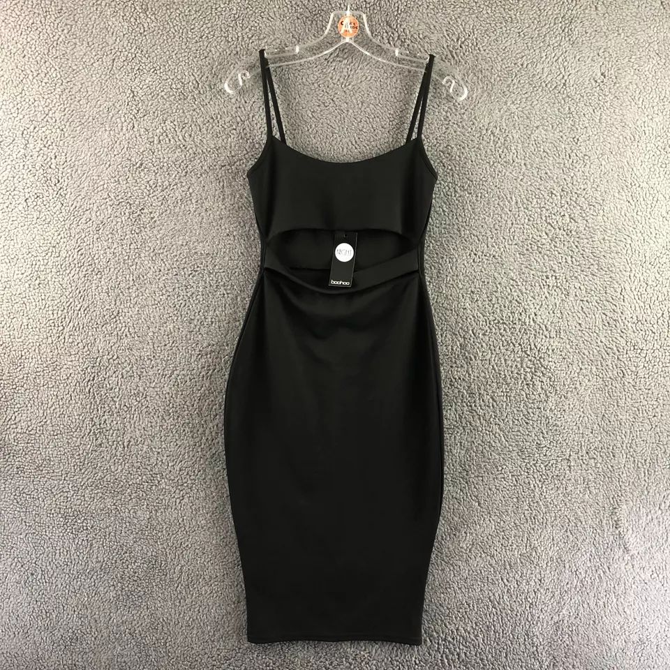 black cut out midi dress