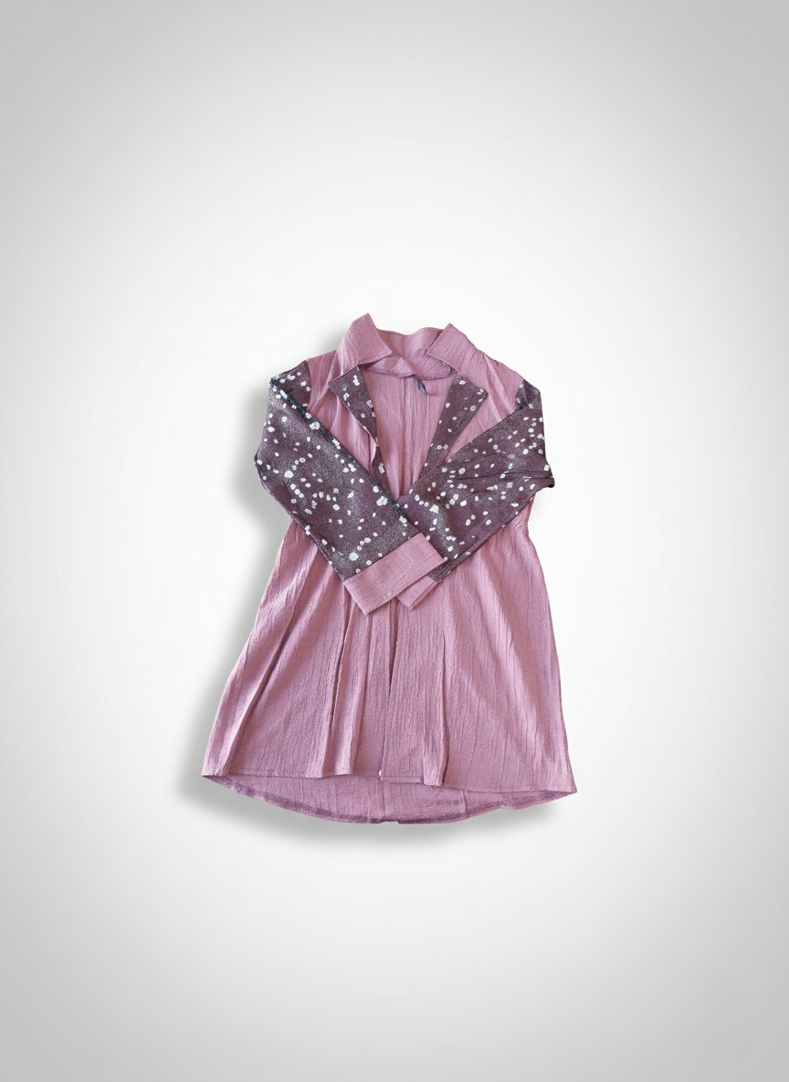 Tunique rose élégante avec manches à motifs - État impeccable
