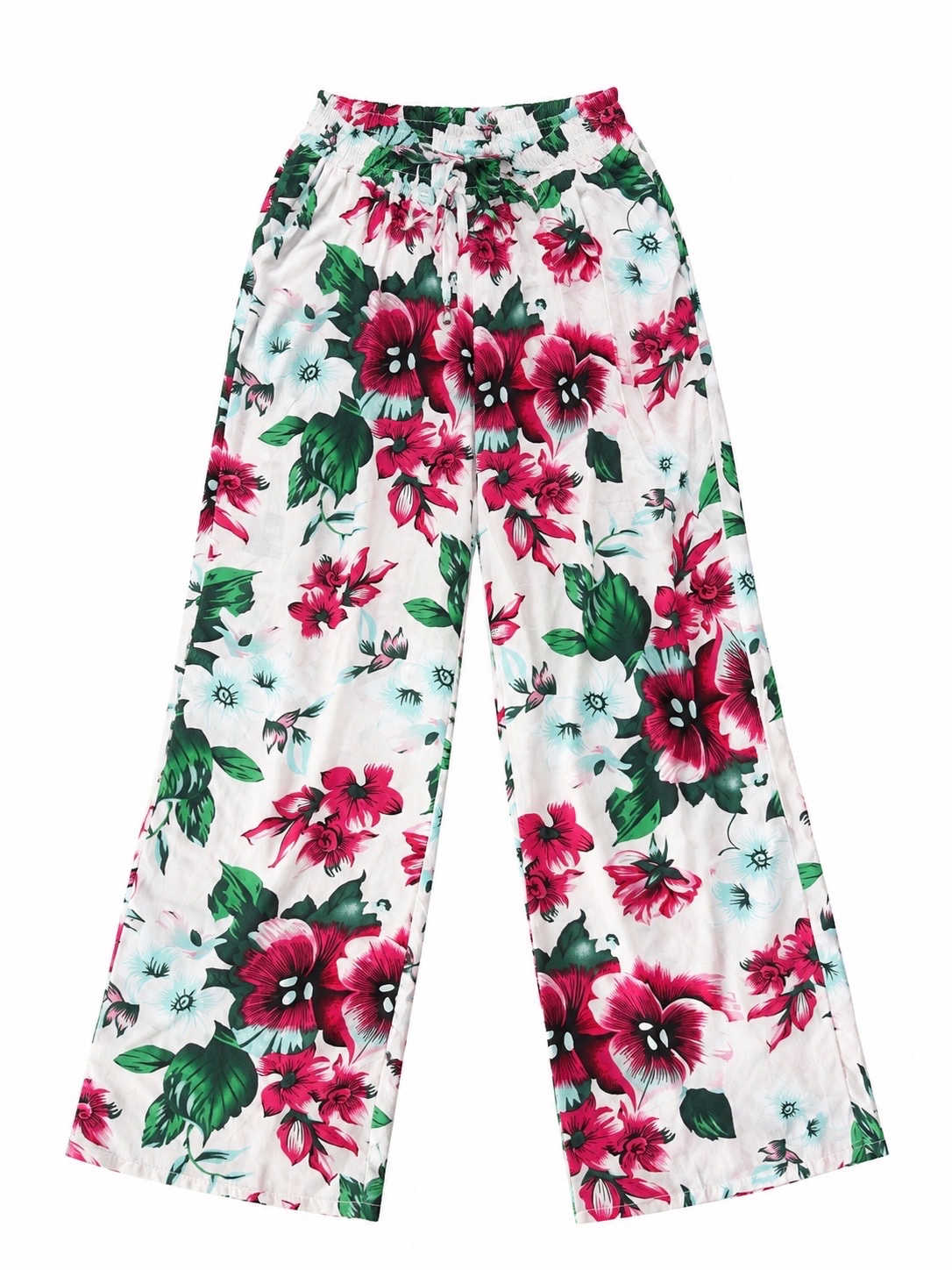Pantalon rose clair avec imprimé floral 