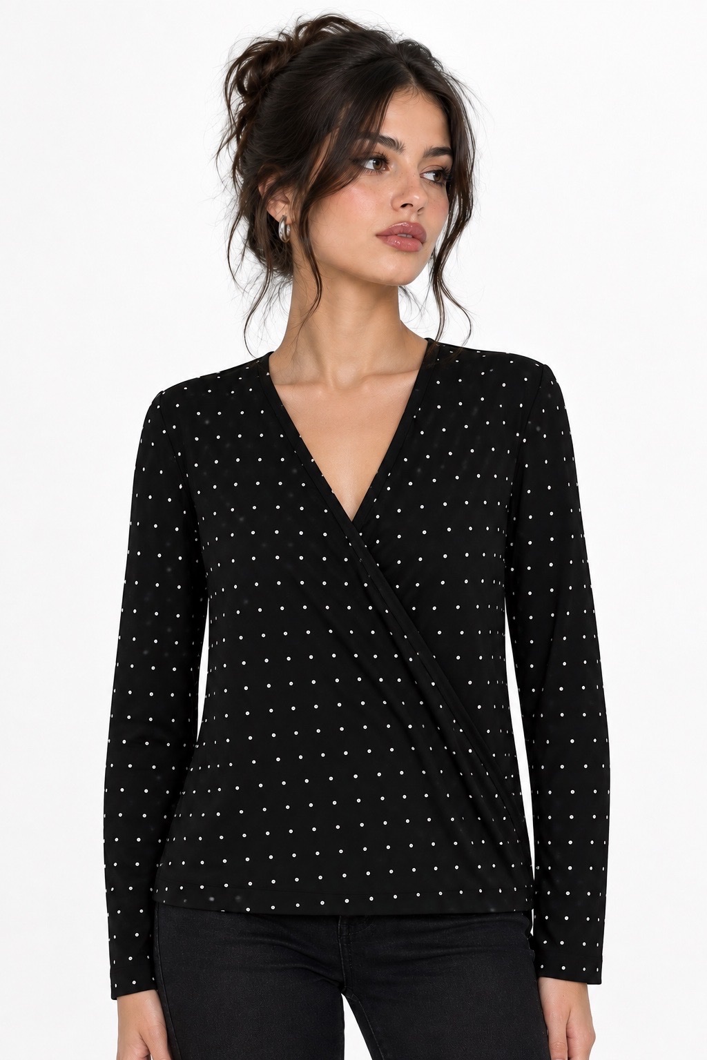 Chemise noire à pois blancs 