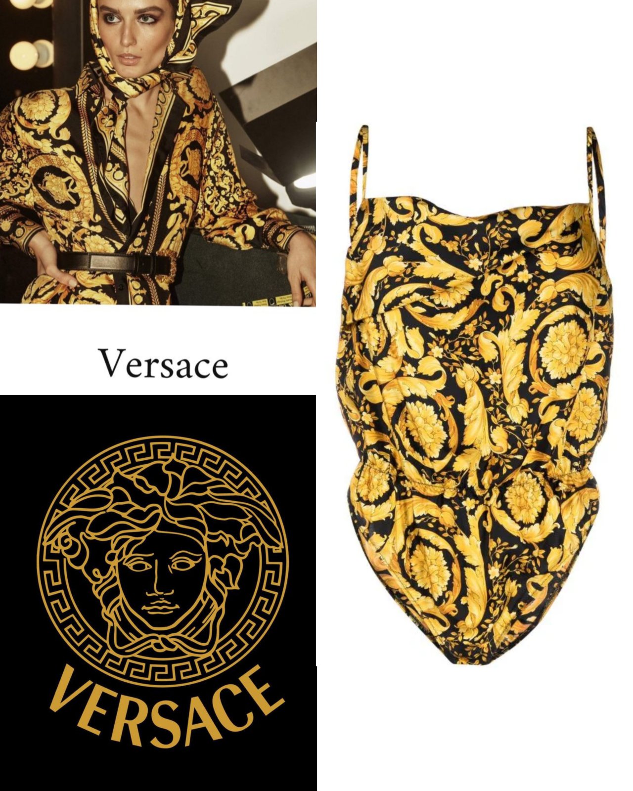 Baroco print ✨Versace ✨ bodysuit 100% satin authentique 💛