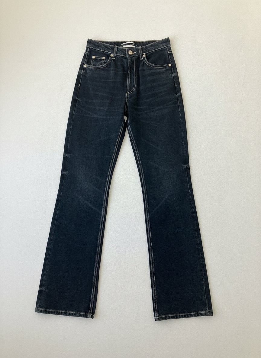 DENIM STRAIGHT FIT ZARA - Dark, foncé jeans distressed 