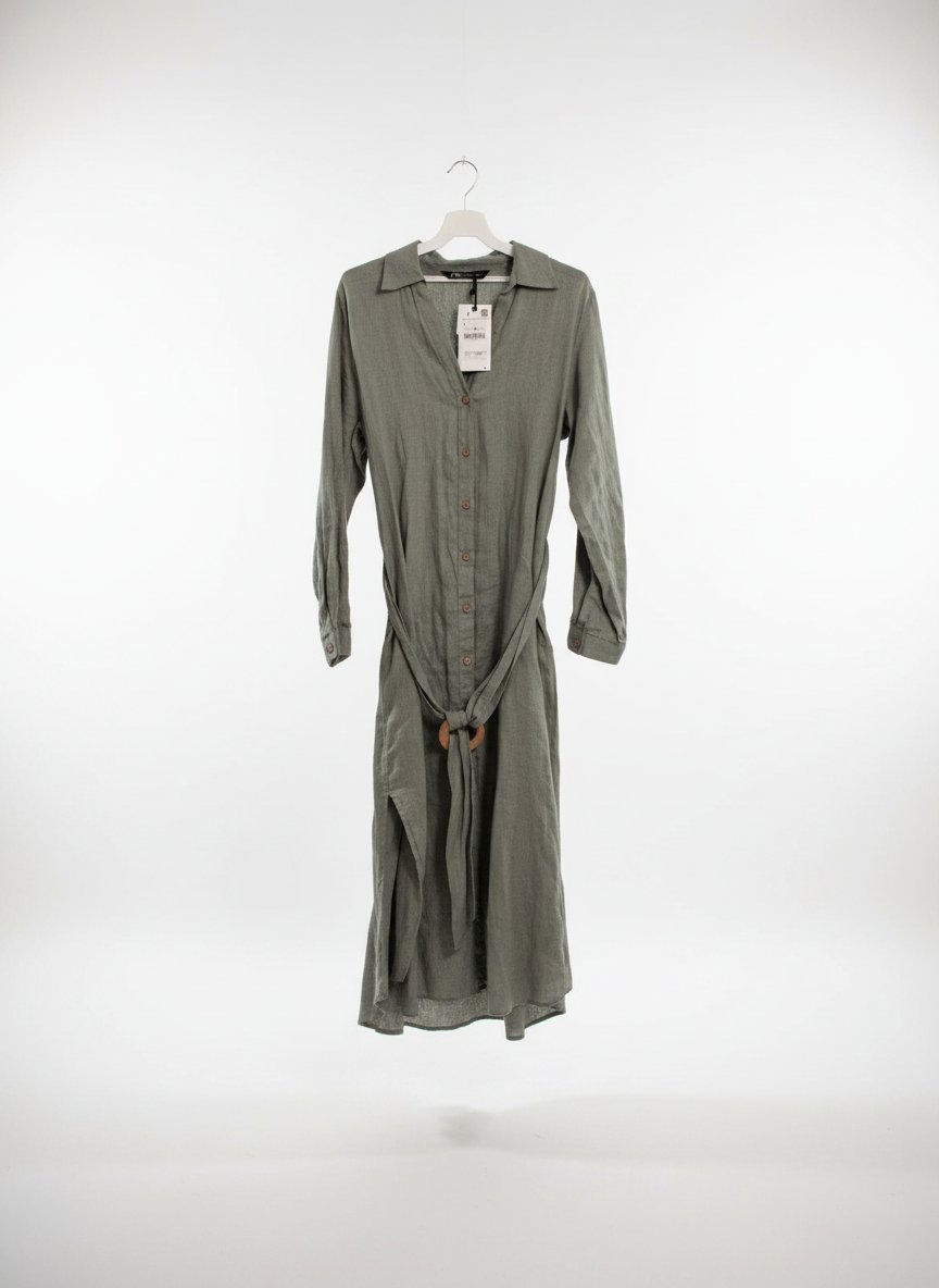 Robe verte en lin zara