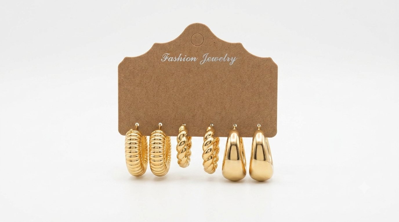 Lot de 3 boucles d'oreilles plastique 