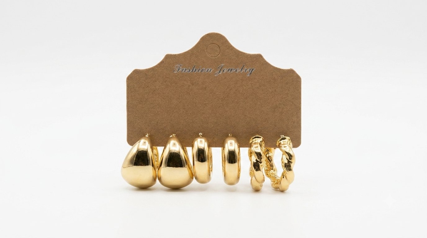 Lot de 3 boucles d'oreilles en plastique 