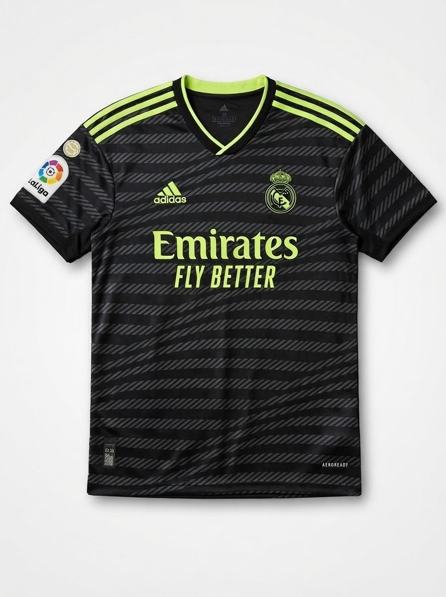 Pull noir originale de real madrid saisons 22/23 de le fameux Karim Benzema