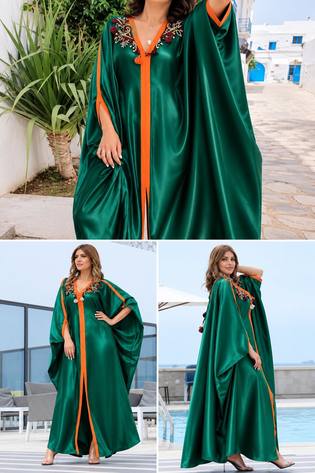 قفطان حريري فخم 💚✨️