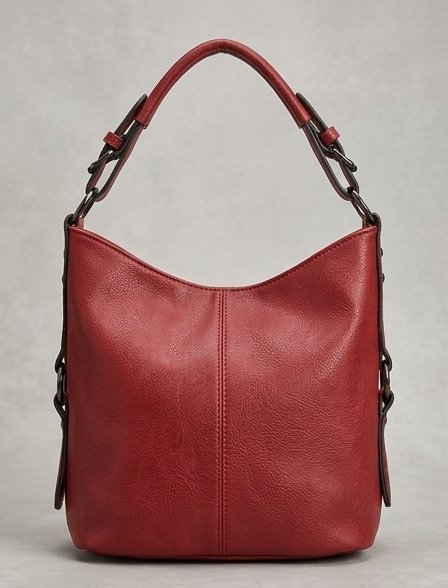 Sac porté épaule cabas hobo en similicuir rouge bordeaux / vintage
