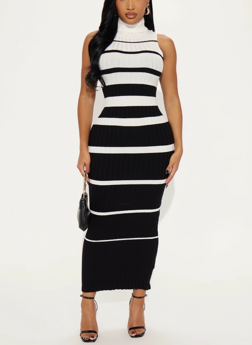 Maxi Dress - Black/White