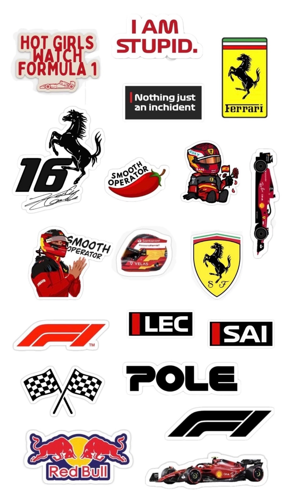 Pack stickers ferrari (19 sticker)