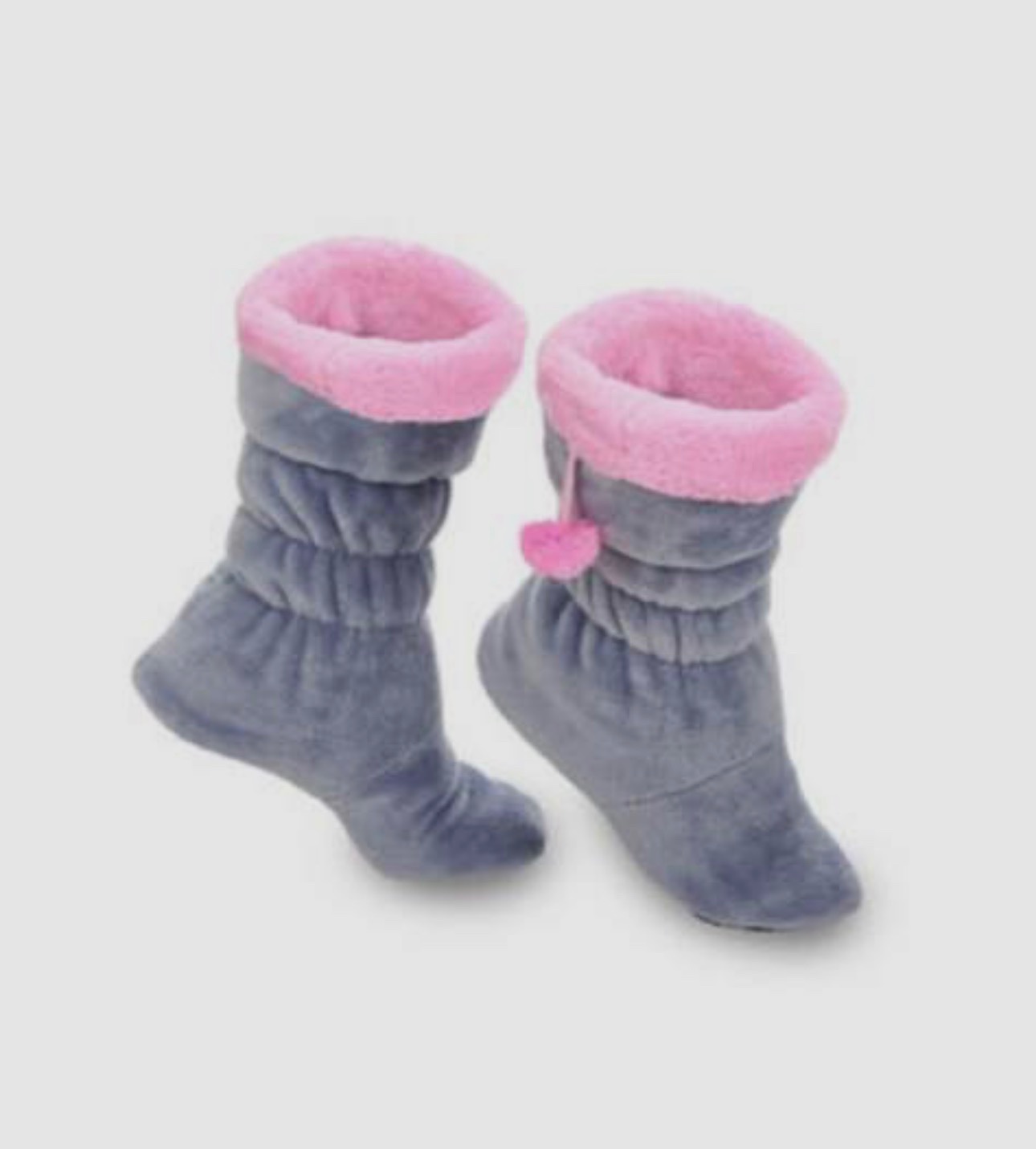 Ces charmantes pantoufles montantes en peluche grise se distinguent par leur revers et leur adorable pompon en forme de cœur rose Pointure 40