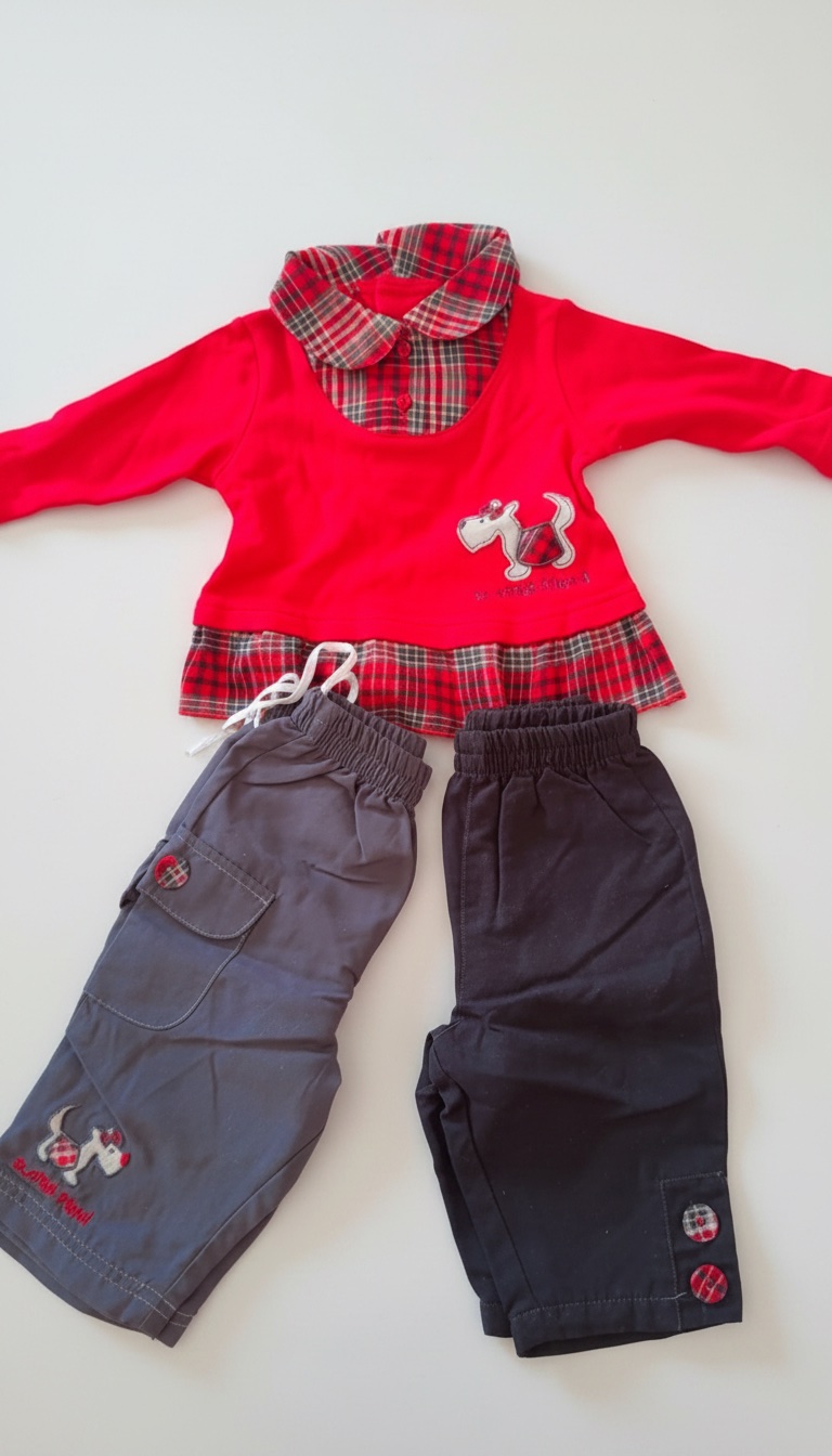 Tenue bb fillettes 3 mois avec deux pantallons 