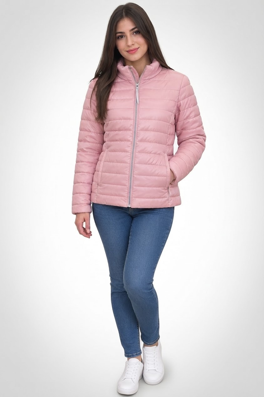 doudoune matelassée rose de marque Broadway NYC Fashion en taille L. à col montant et fermeture zippée Très bon état