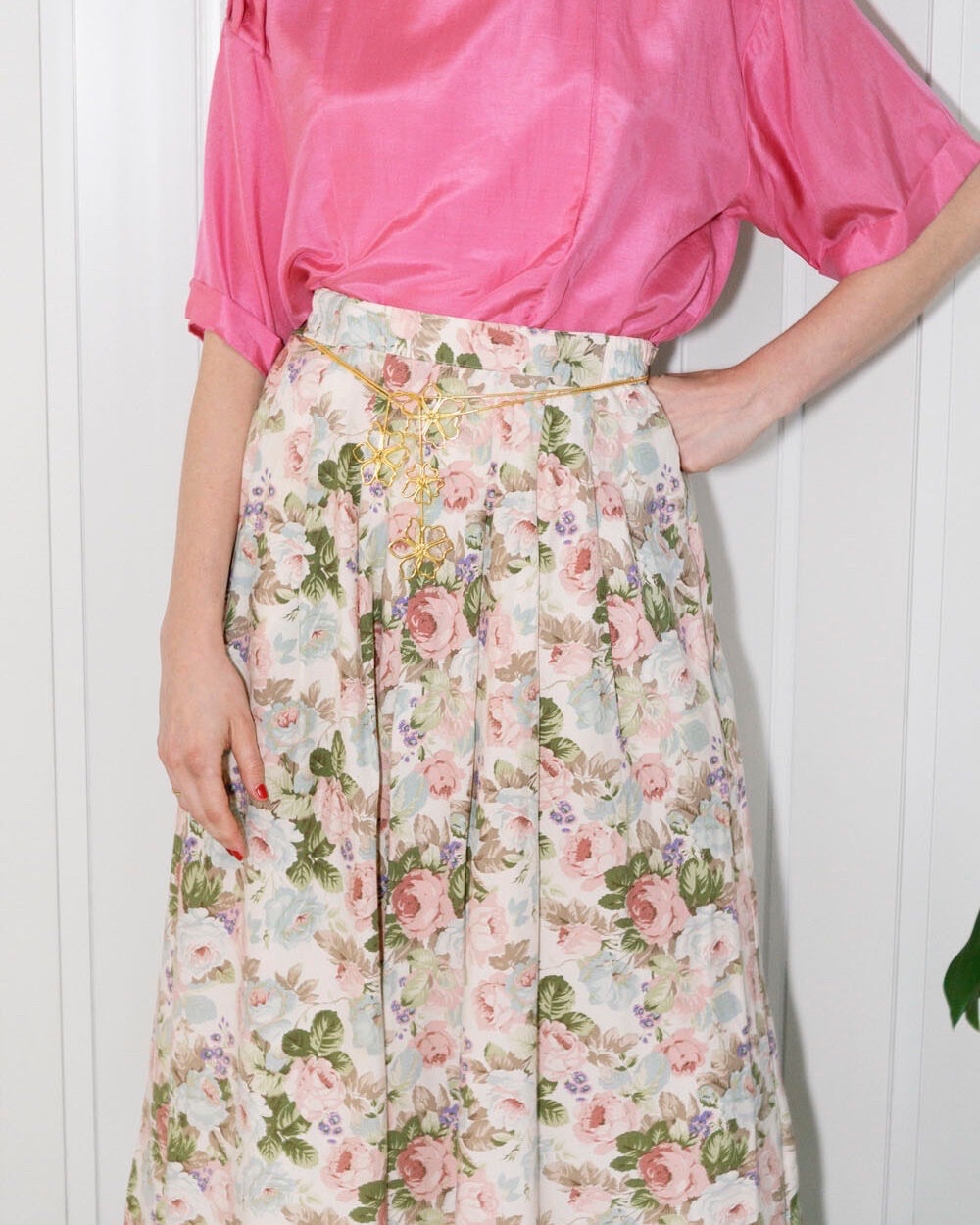 Jupe fleurie midi taille 38 36 