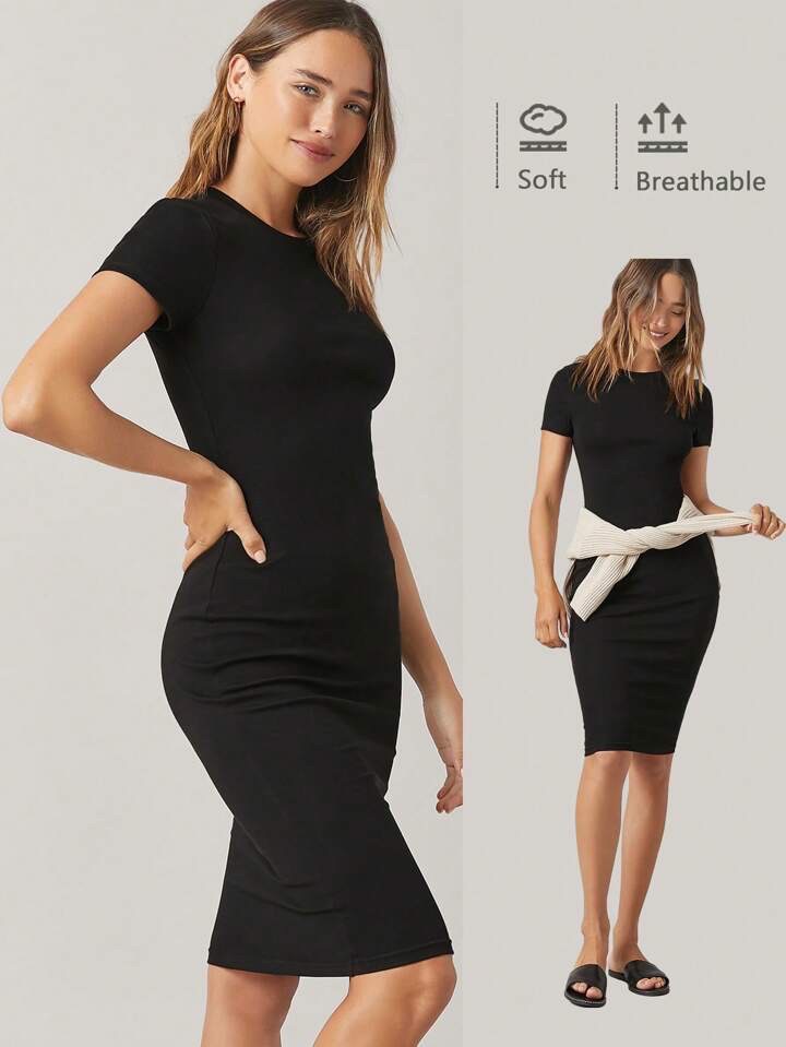 Robe midi noir tres neuf 