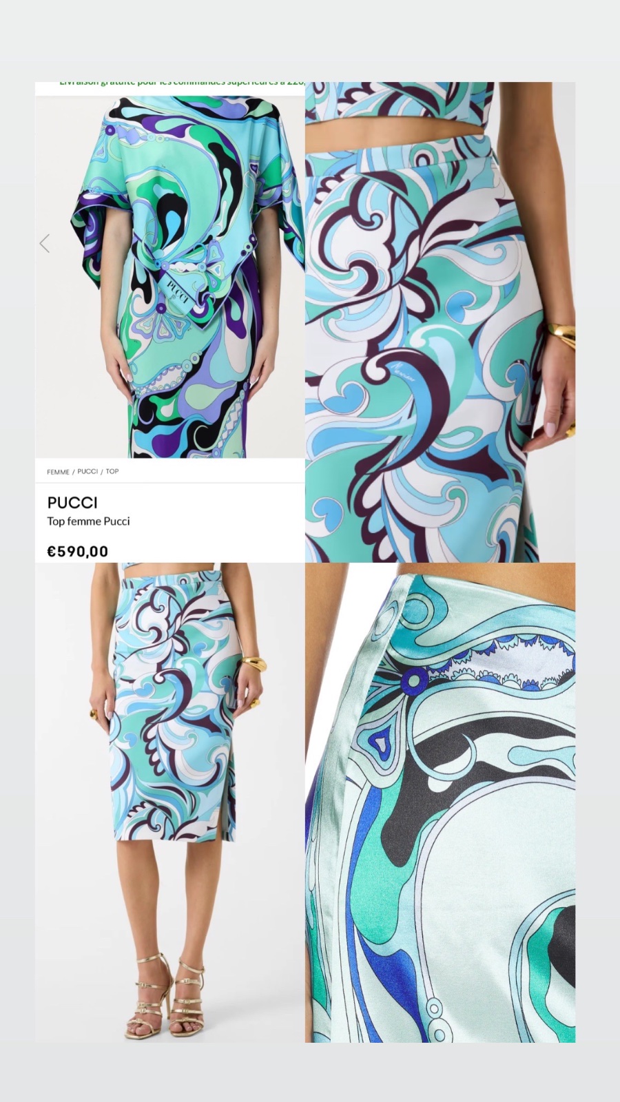 Jupe satin midi style pucci 