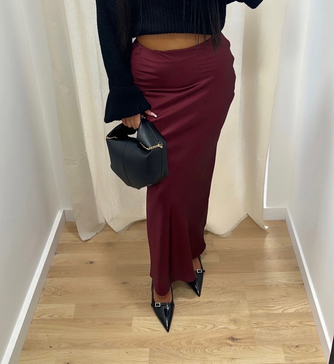 Jupe satin rouge 