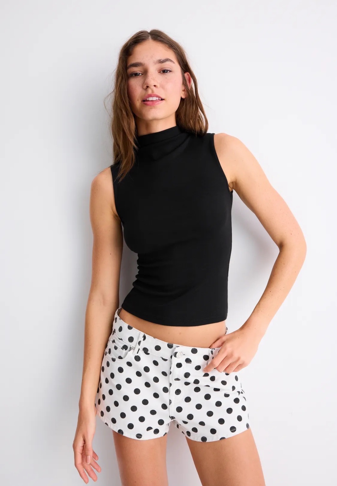 Pull coton top col montant 