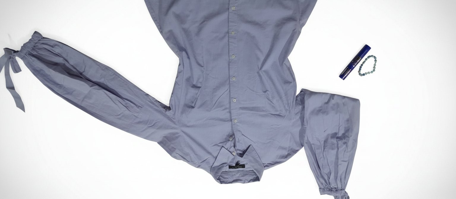 Chemise manche bouffante en bleu ciel