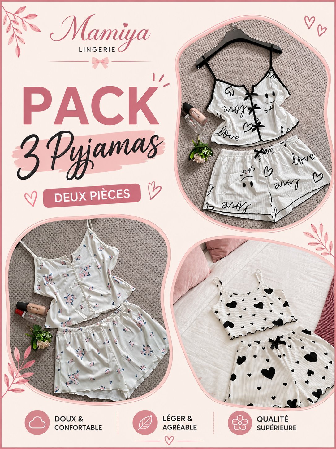 Pack 3 pyjamas deux pièces 