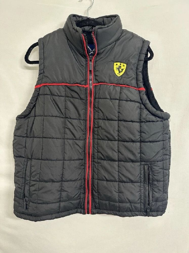  Vintage Ferrari down vest puffer Red Lined Sleeveless Jacket