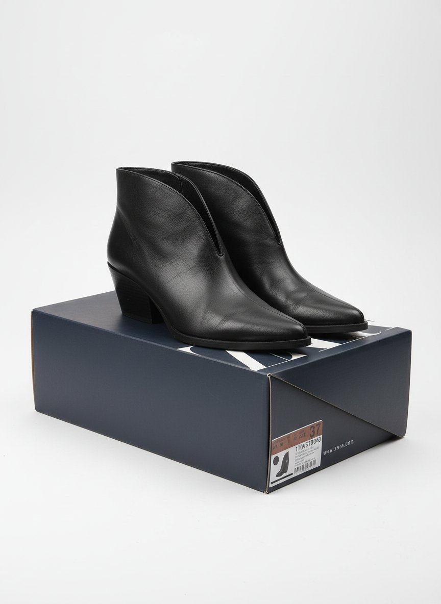 Bottine noir cuir de la marque zara 