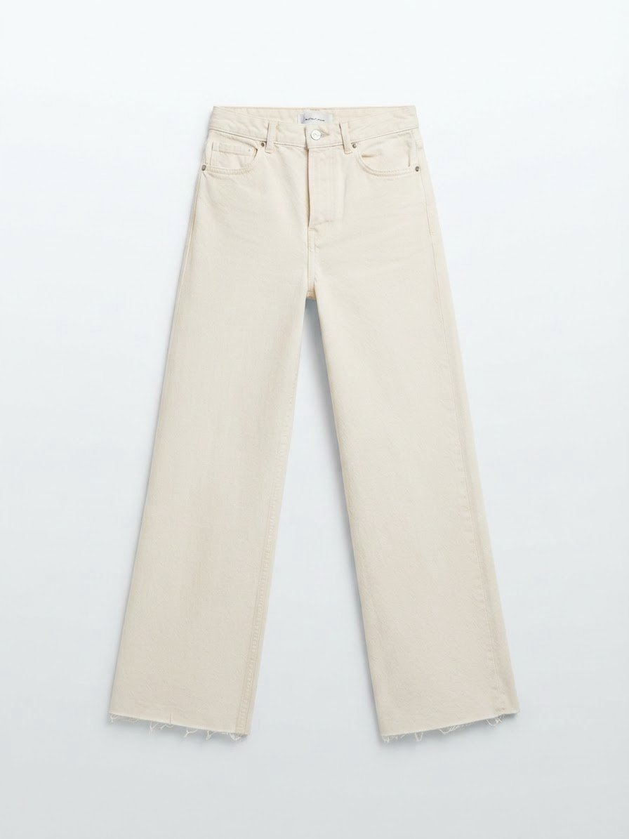 Pantalon jean écru zara blanc cassé