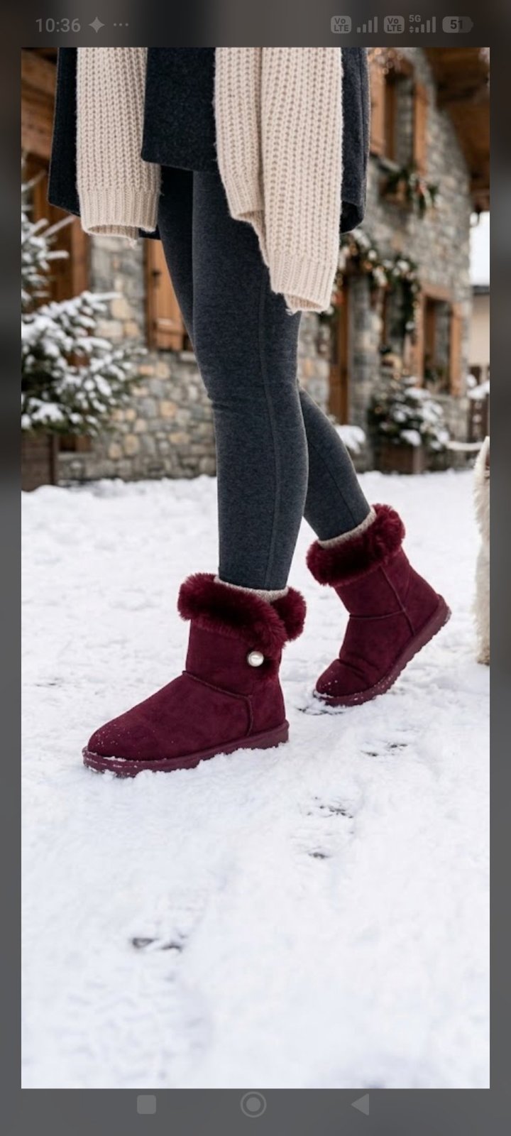 Bottines fourrées bordeaux