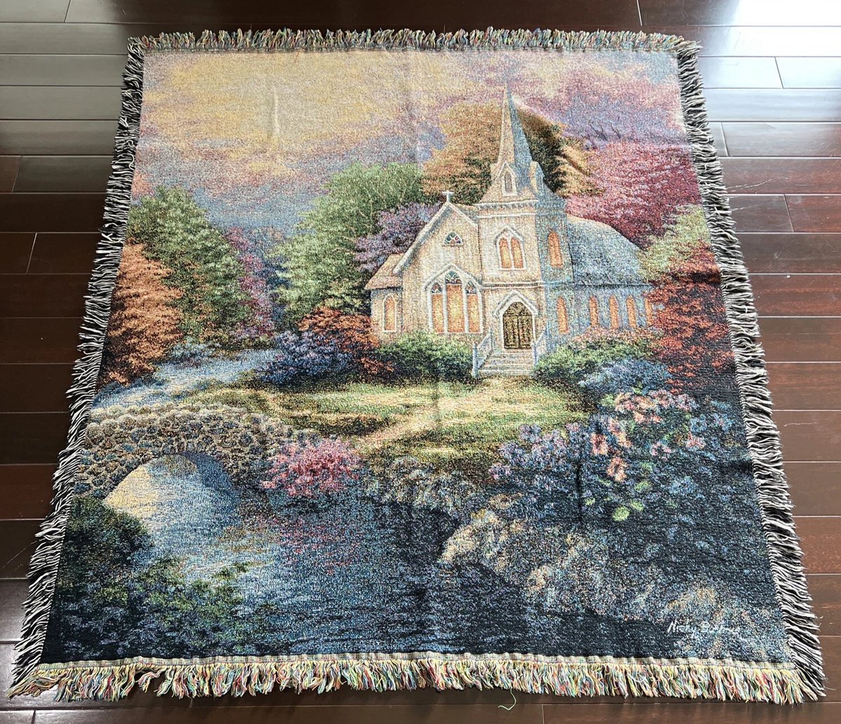 Plaid Tapisserie Vintage Tissée - "Church in the Country" par Nicky Boehme