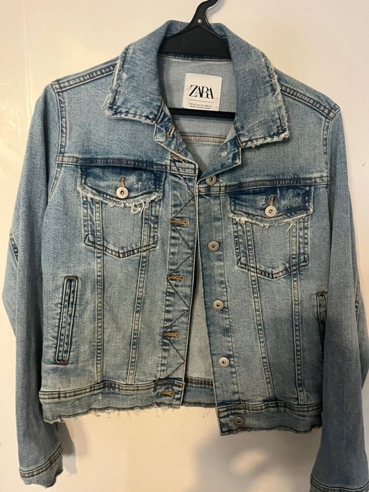 Veste en jean Zara bleu clair effet usé