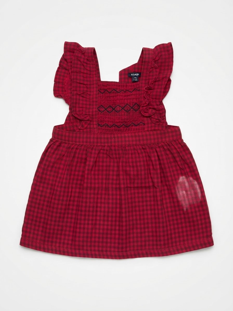 Robe vichy bordeaux à volants Kiabi - 12 mois